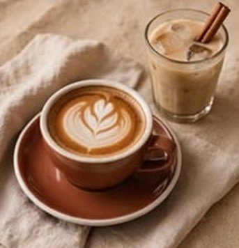 Café con arte latte y horchata con canela