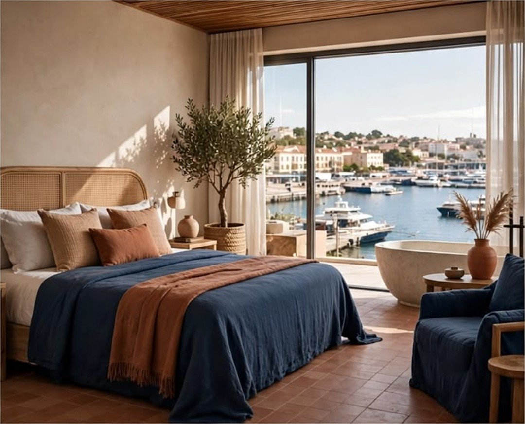 Habitación Premium con tina de piedra y vista al puerto